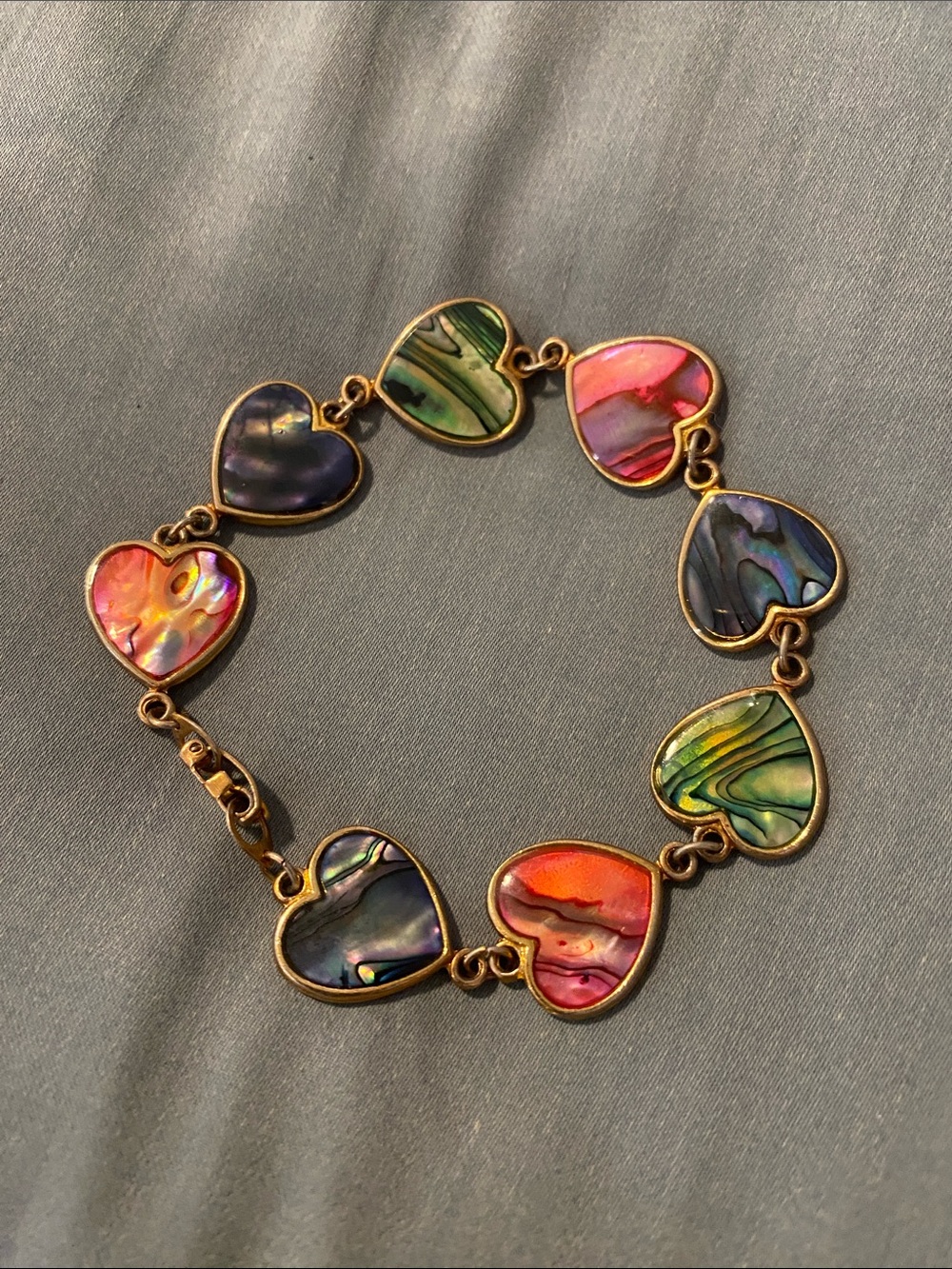 Multicolor Heart Link Abalone Shell Bracelet - Women Jewelry
